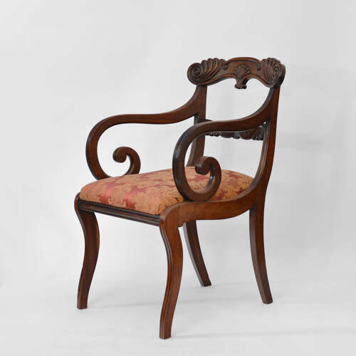 Regency mahogany sabre leg armchair