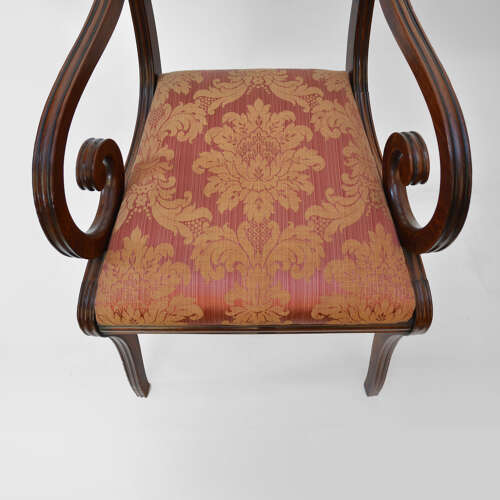 Regency mahogany sabre leg armchair