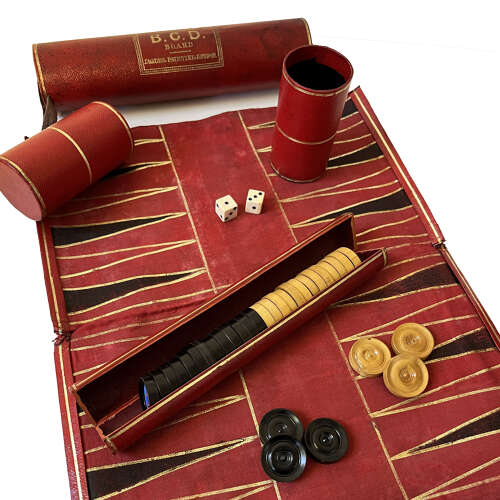 Rare Jaques portable B.C.D. 'Backgammon, Chess & Draughts' set