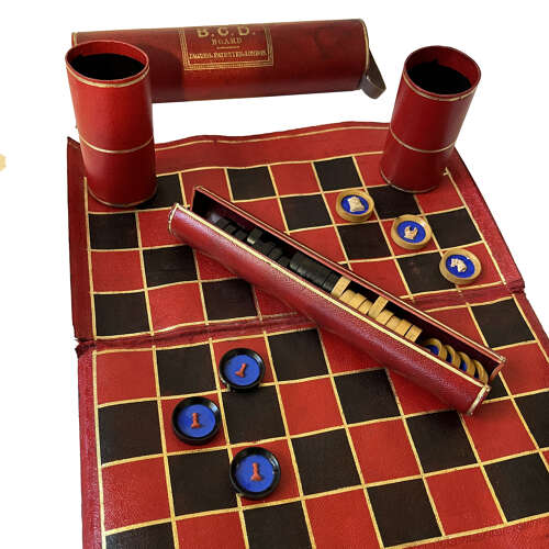 Rare Jaques portable B.C.D. 'Backgammon, Chess & Draughts' set
