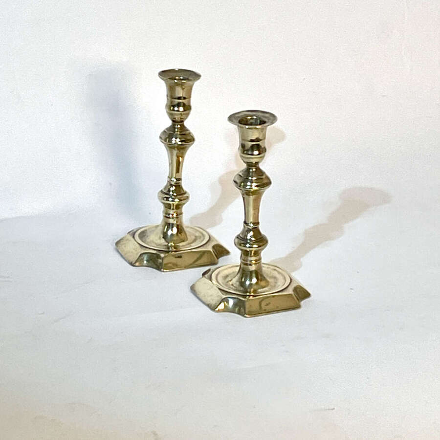 Pair 18th century brass candlesticks